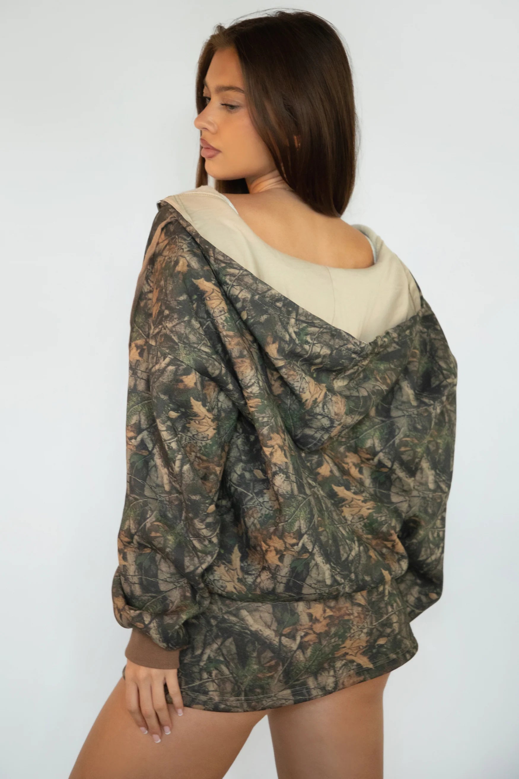 Oversized camo zip jacket