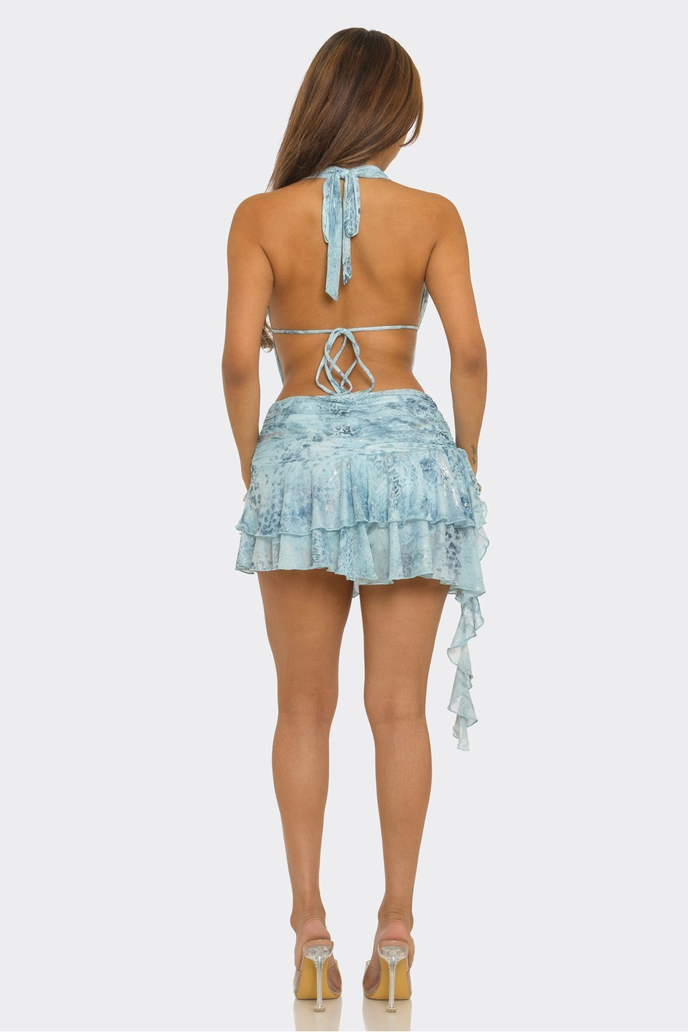 Blue Animal Print Mini Dress