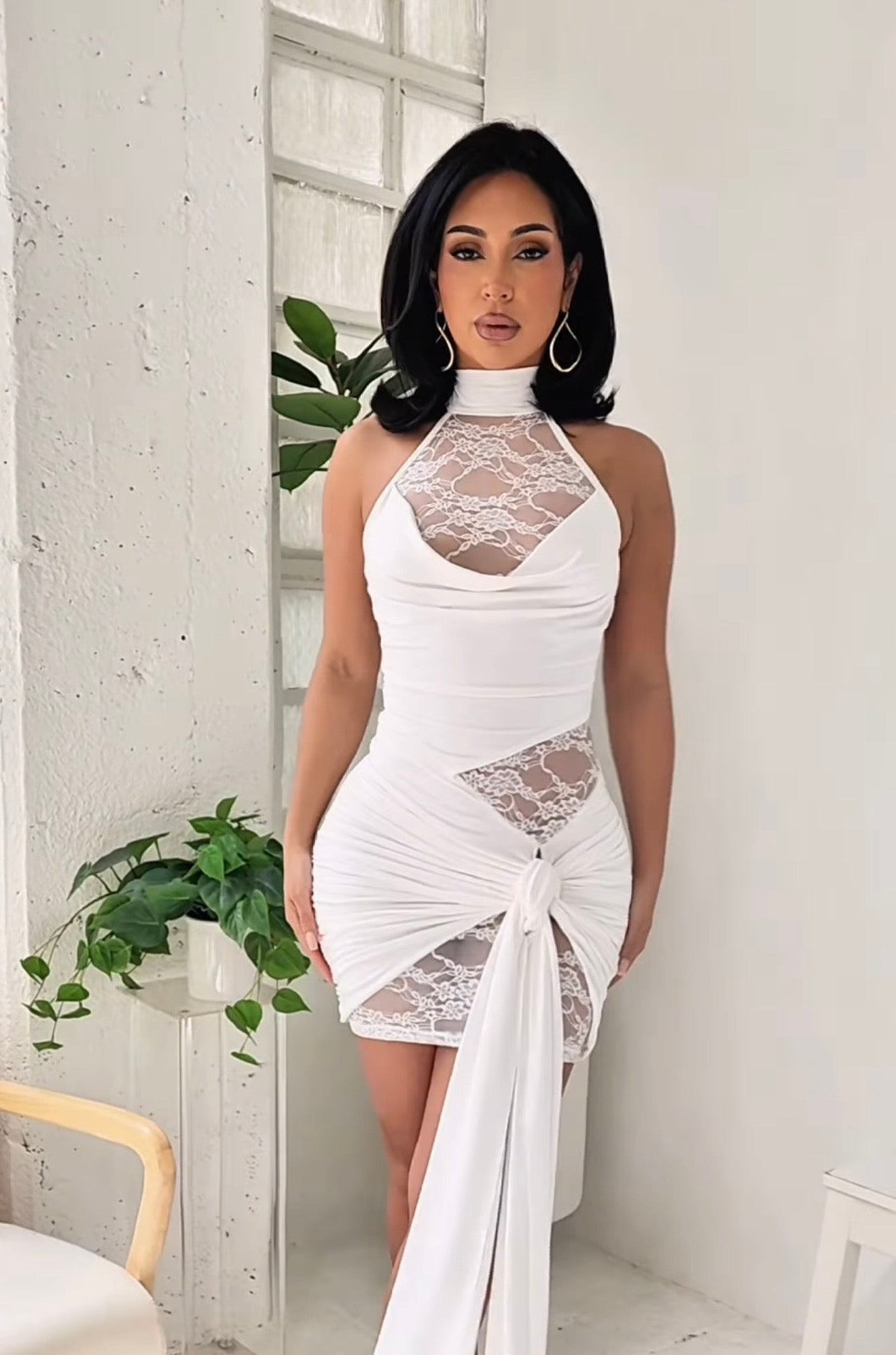 Sofia lace cutout mini dress