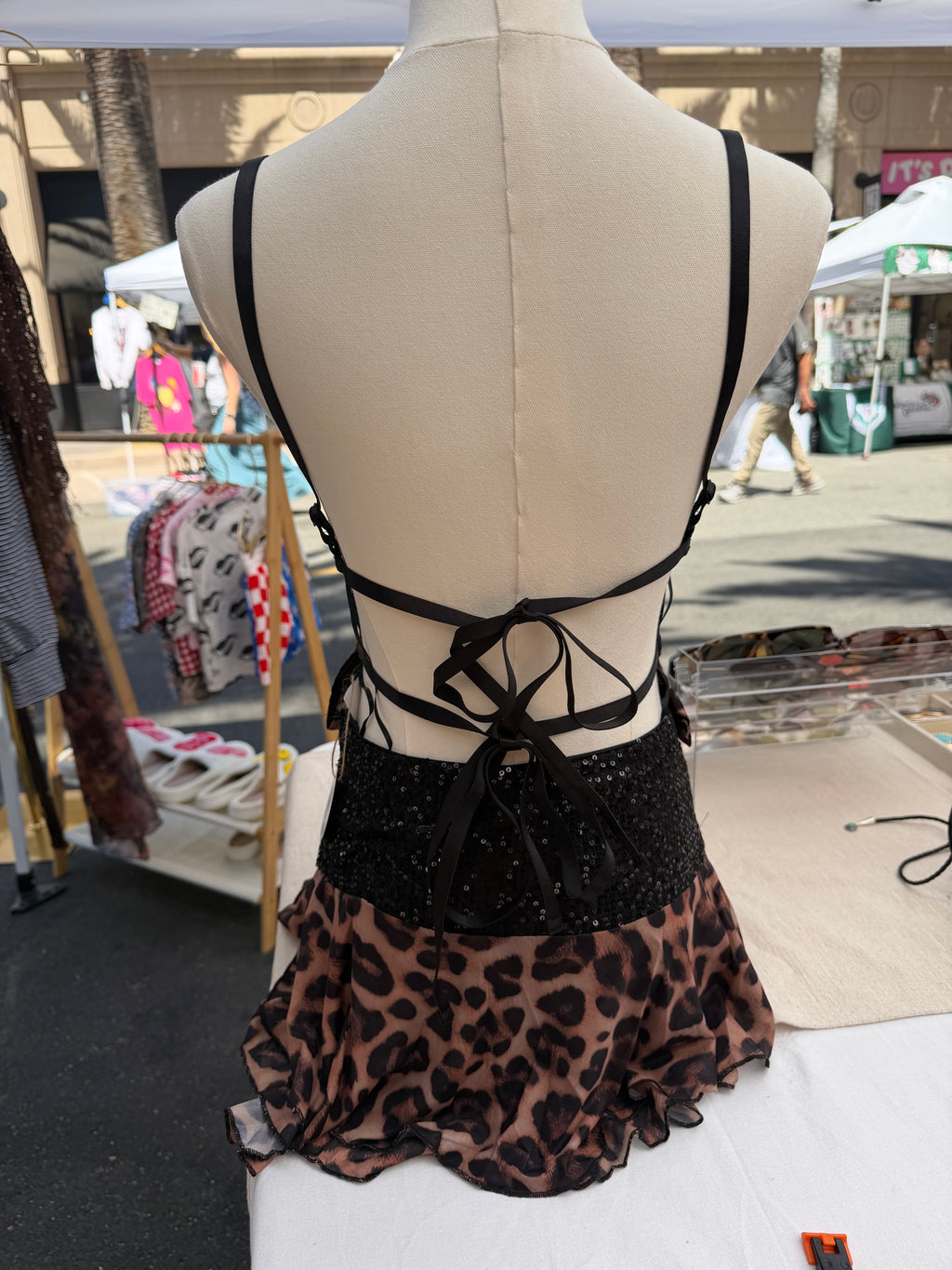 Leopard sequin skirt set
