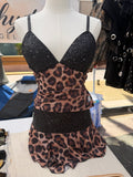 Leopard sequin skirt set