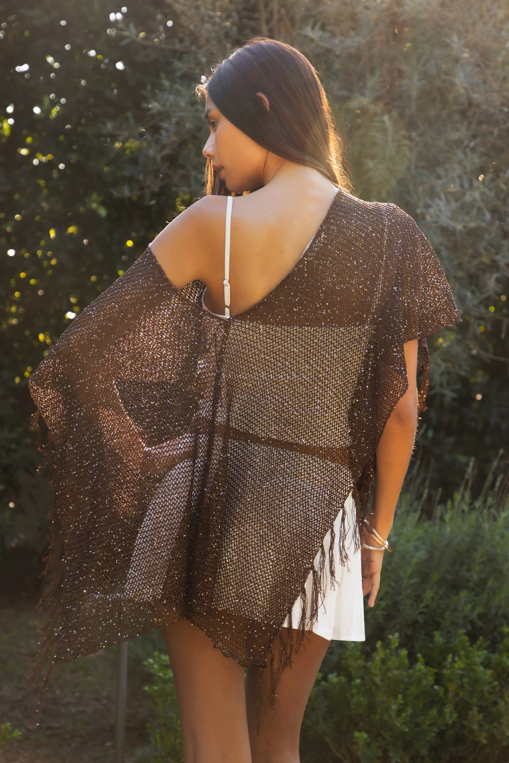 Solena sequin crochet poncho