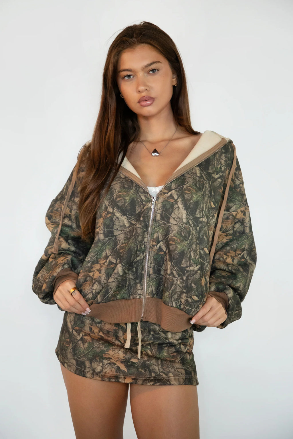 Oversized camo zip jacket