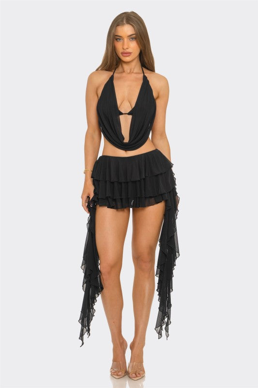 Hannah Mesh Ruffle Skirt Set