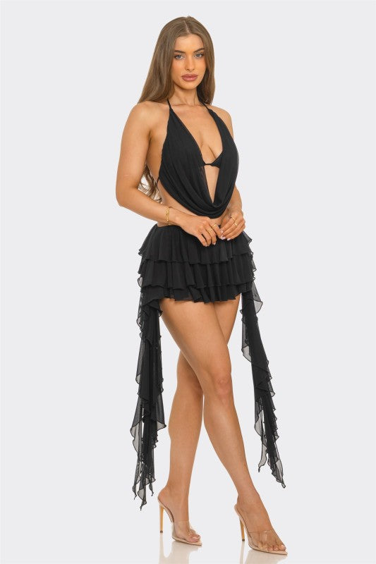 Hannah Mesh Ruffle Skirt Set