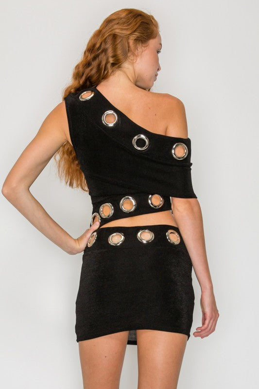 Eyelet mini dress